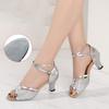 Latin Dance Shoes Adult Female Open Toe Social Dance Shoes 5.5cm Medium Heel Soft Sole
