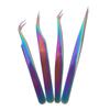 1Pc Multicolor  Stainless Steel Eyelashes Tweezers Curved Straight For Eyelash Tongs False Clip Professional For Lashes Extension Tools