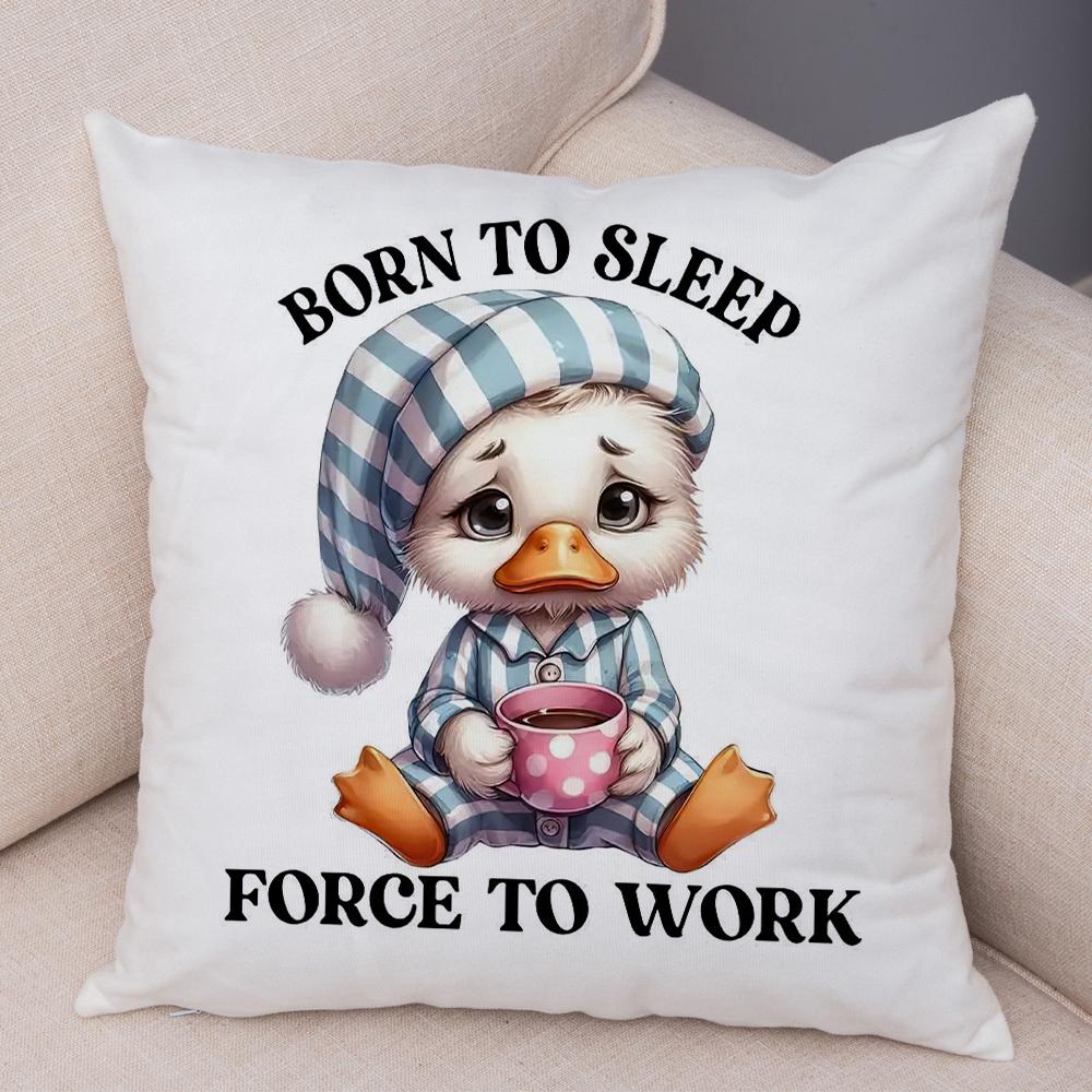 Smiling Monkey Pillowcase Double Print Do Not Disturb Sloth Cushion Cover Soft Plush Sassy Duck Pillowcase for Sofa Home Car