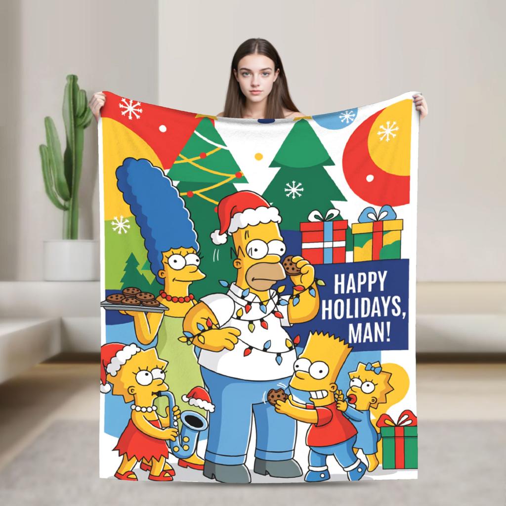 Blanket The S-Simpsons Travel Office Flannel Bedding Throws For Couch Chair Super Warm Design Bedspread Birthday Present