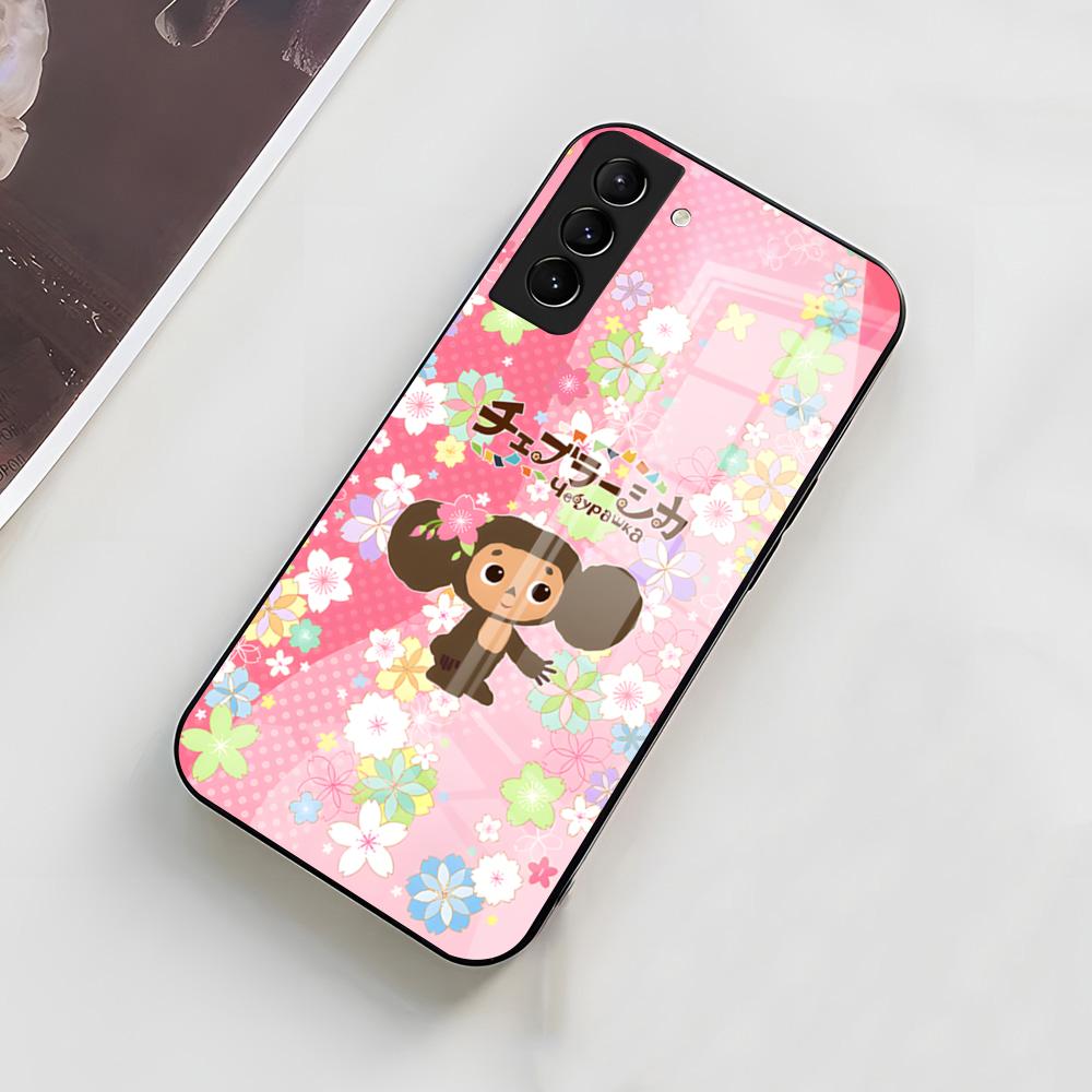 Чехол-чехол для телефона Чебурашка для Samsung A56 A36 A26 A16 A15 A25 A35 A55 A14 A34 A24 A54 Стеклянный чехол