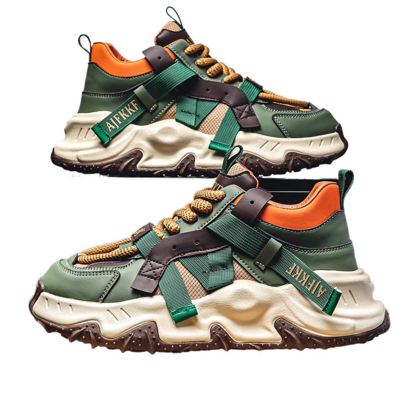 High Top Trainers Men Fashion Platform Shoes Breathable Chunky Trend Green Men's Thick Bottom Casual Sneakers Designer