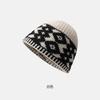 Retro rhombus plaid wool hat women's autumn and winter niche design sense knitted hat warm and cold-proof bag head cold hat