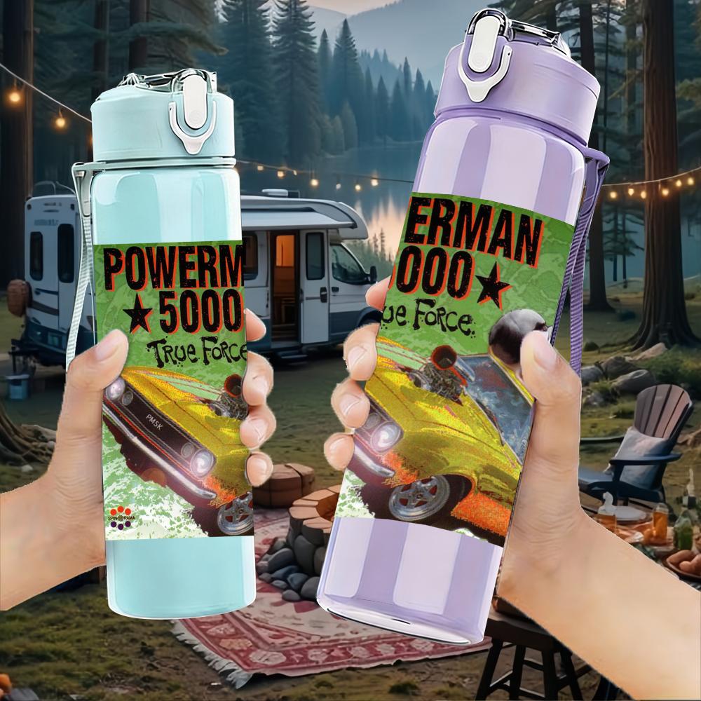 1PC Retro Colorful Skateboard Collage Print 750ml Portable Sports Water Bottle Leakproof Gym Outdoor Travel Drink Cup