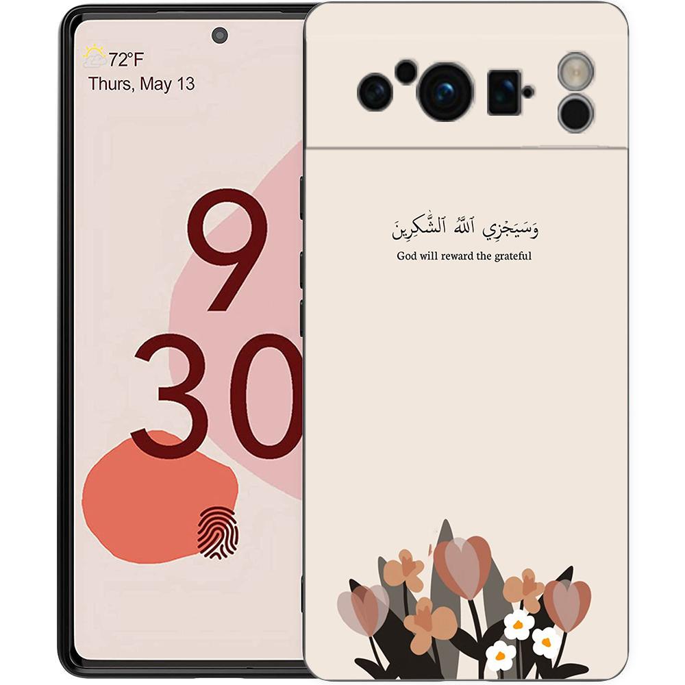 Цитаты из Корана Исламский Чехол для Телефона Для Google pixel 9 8 7 6 Pro 8A 6A 7A 5G Силиконовый Ударопрочный Черный Чехол Fundas