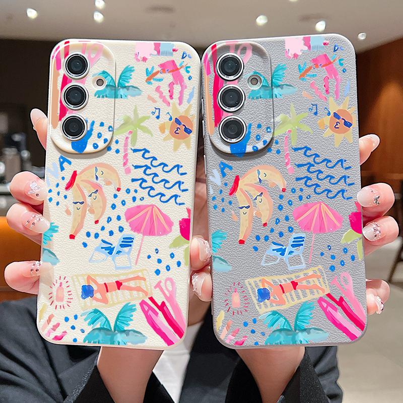 Мультяшный чехол-пенал для отпуска для Samsung Galaxy A57 A37 A17 A56 A36 A26 A16 A55 A35 A15 A54 A34 A14 5G Силиконовый чехол с текстурой кожи