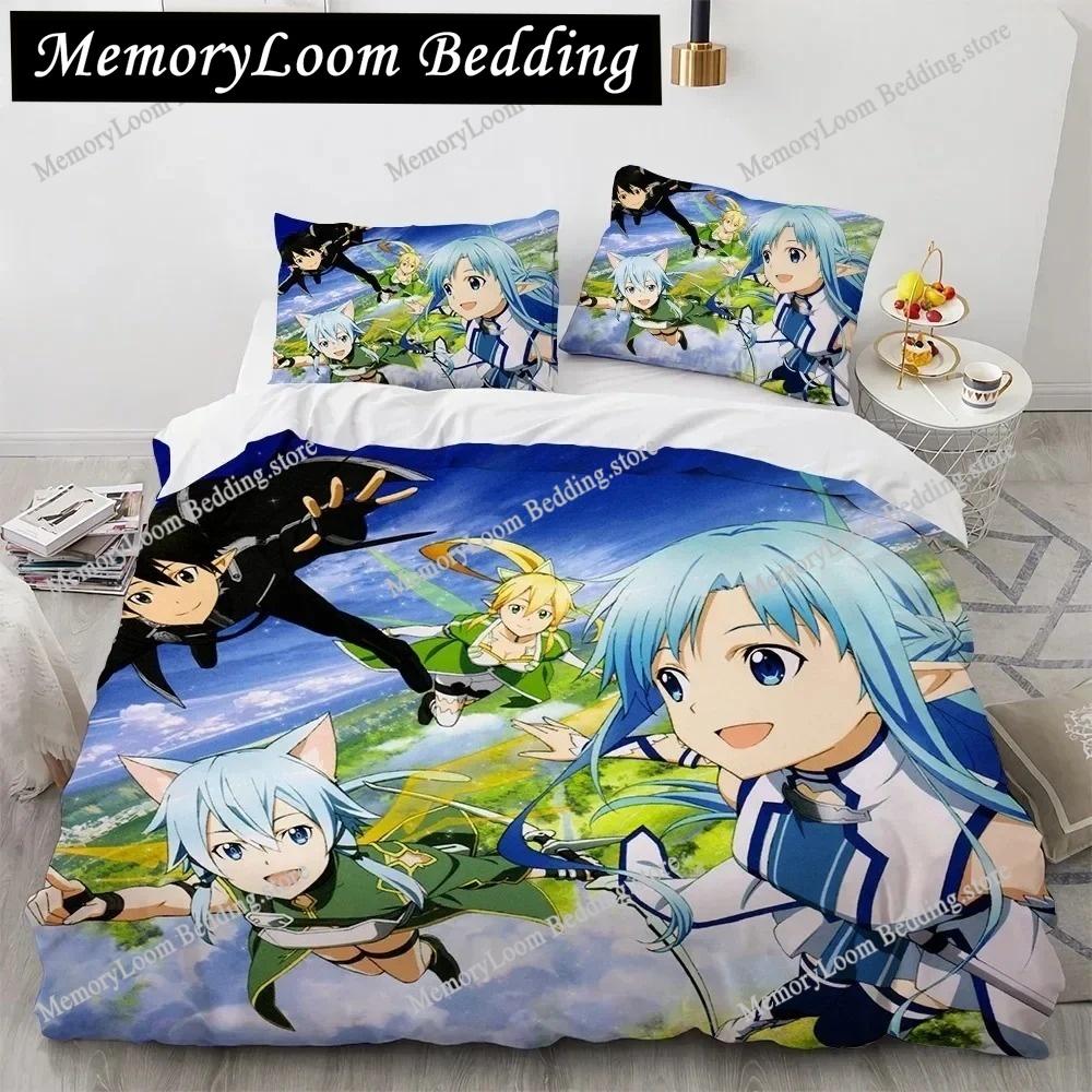 Постельное белье Sword Art Online Аниме Пододеяльники Размер King Queen Double Twin Взрослое Постельное белье Односпальный Двуспальный Размер Комплект постельного белья