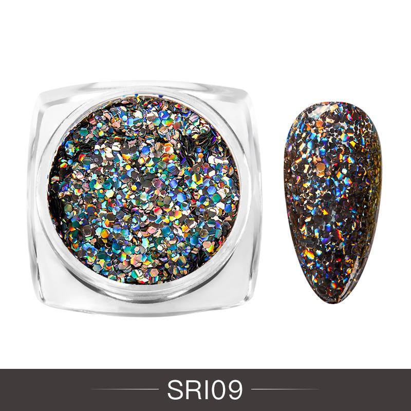 10 цветов блестящие хлопья для ногтей голографические круглые лазерные блестки порошок дизайн ногтей DIY украшения