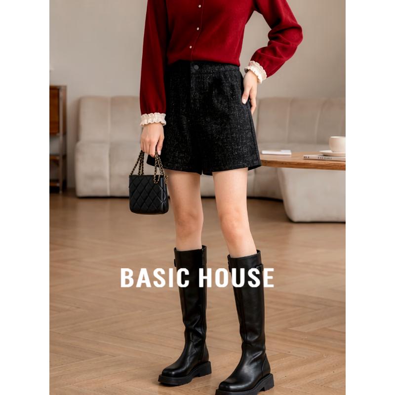 Базовые женские шерстяные шорты Basic House с высокой талией А-силуэта