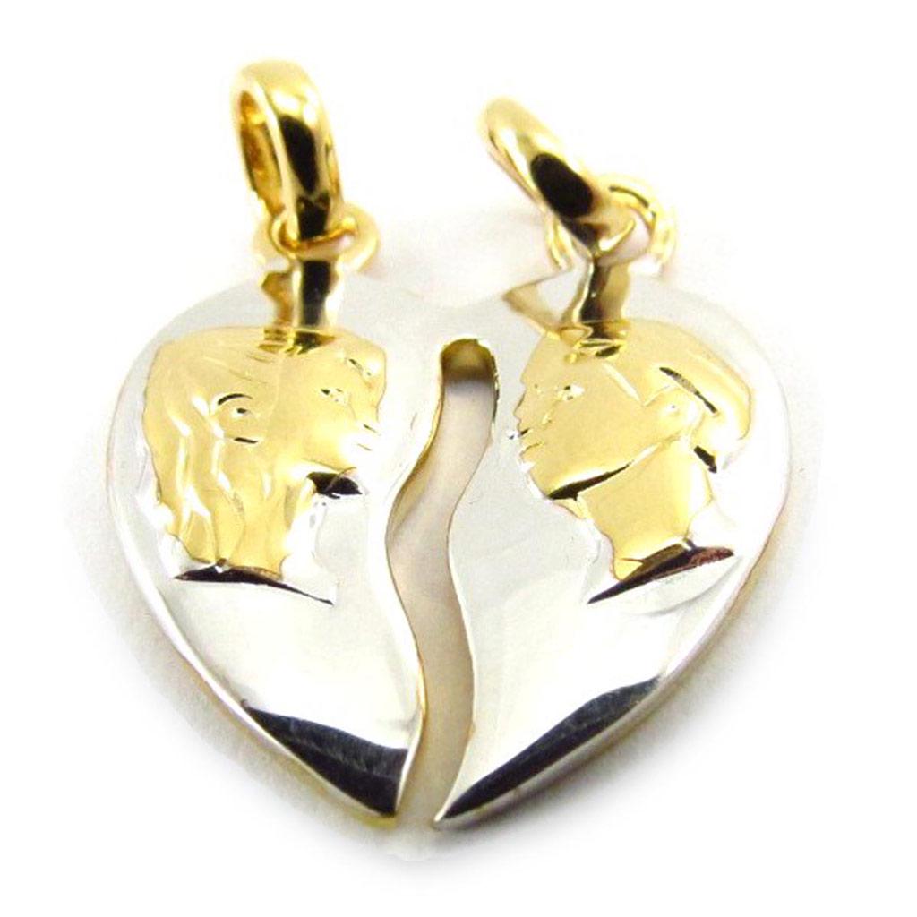 Les Trésors De Lily [E0232] - Gold Plated Pendant 'Ames Soeurs' Golden Silver