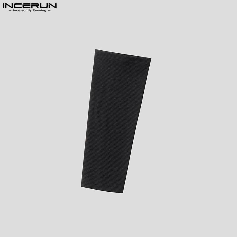 INCERUN Мужские топы с высоким воротником-хомутиком и рукавами в стиле пэчворк, повседневные облегающие футболки с нерегулярными слоями