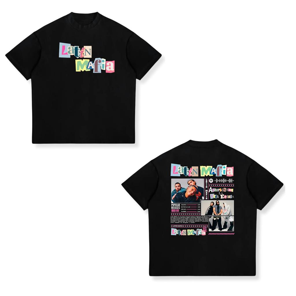2026 Summer Rock Band Latin Mafia Album Tour Cover Tshirt Unisex Hip Hop Punk Super Cotton Tshirt Fashion Leisure Oneck Tshirt