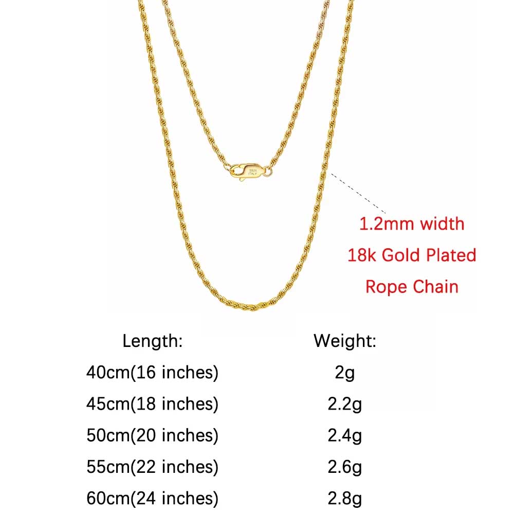 ORSA JEWELS 18-каратное золото поверх настоящего стерлингового серебра 925 пробы 1,7 мм Алмазная плетеная цепь-веревка Ожерелье для мужчины Женщины Скрученная цепь SC29