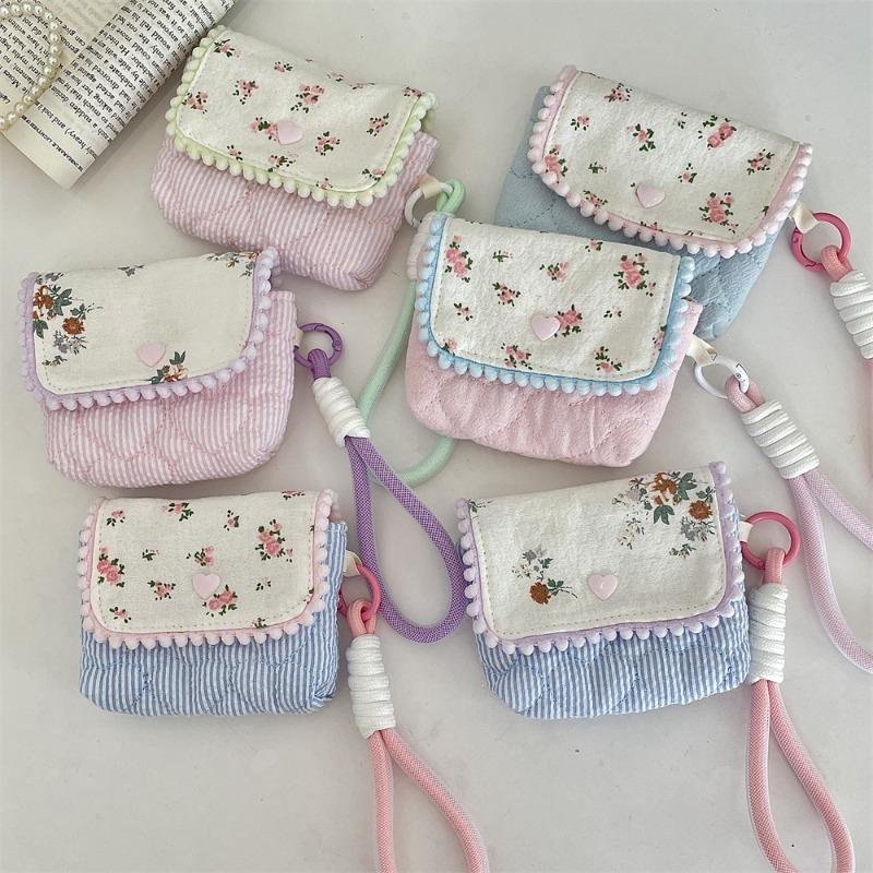 Floral Cotton Women's Small Storage Bags for Camera Portable Travel Ladies Cosmetic Bag Lightweight Simple Pouch Purse Handbags