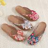 Summer Women Linen Slippers Home Rattan Butterfly Knot Slippers Indoor Home