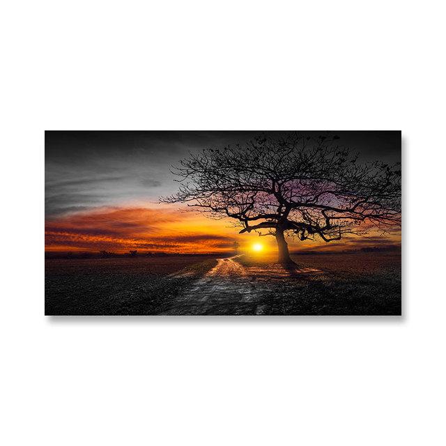 Современный Восход Закат Пейзаж Холст Картины Солнечное Дерево Настенные Картины Тайный Цвет Стены Искусства для Гостиной Настенный Декор Куадрос Без Рамки