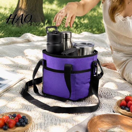 Cup Organizer for Self-driving Trips Beverage Drink Pouch with Adjustable Strap, Reusable Waterproof 4 Carrier Insulated Tote Commute Holder, Foldable
