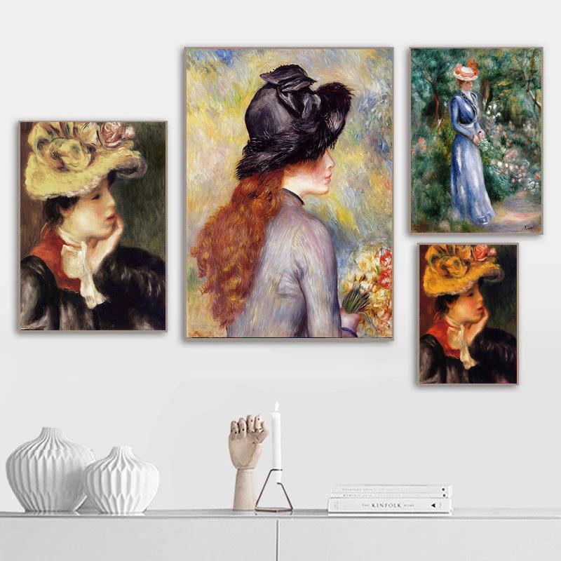 Репродукция холста с изображением девушки в шляпе, скандинавские постеры и принты, настенные художественные картины для декора стен гостиной, Cuadros