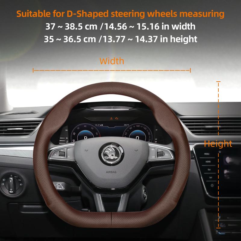 KTDJ9 Suitable for Skoda Ultra-Thin Breathable Leather Steering Wheel Cover Suitable for Octavia 2 3 A7 1 Superb Roomster A5