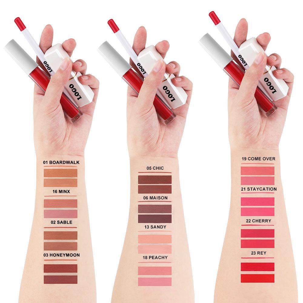 Набор матовых вельветовых помад для трансграничной торговли: Стойкий, не выцветающий набор из 3 предметов: блеск для губ, помада и карандаш для губ.
