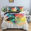 Polygon Cartoon Animal Pattern Duvet Cover Watercolor Lion Background Polyester Bedding Set King Queen Size 2/3Pcs For Kids Boys
