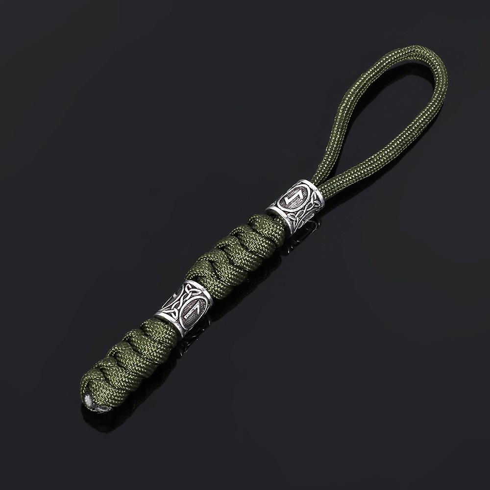 Lucky Jewelry Outdoor Survival Kit Keychain Charms Rune Bead Car Key Chain Parachute Cord Keychains