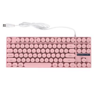 Игровая клавиатура USB круглая 87 клавиш цветная подсветка эргономичная механическая сенсорная проводная клавиатура для