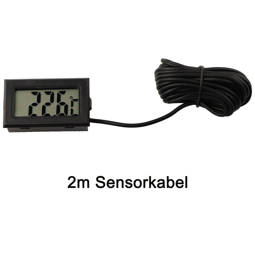Mini Thermometer Temperature Display Digital W/ Probe 1m To 5m Black Cable