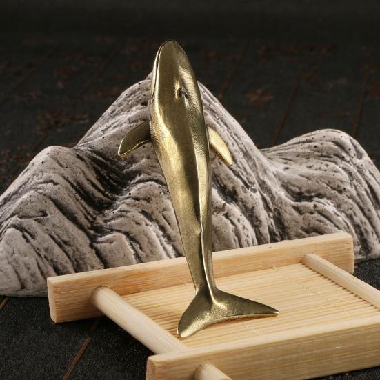 Кит Металлическая Фигурка Океан Декоративная Скульптура Животного Латунь Океанические Существа Украшения Украшения Гостиной