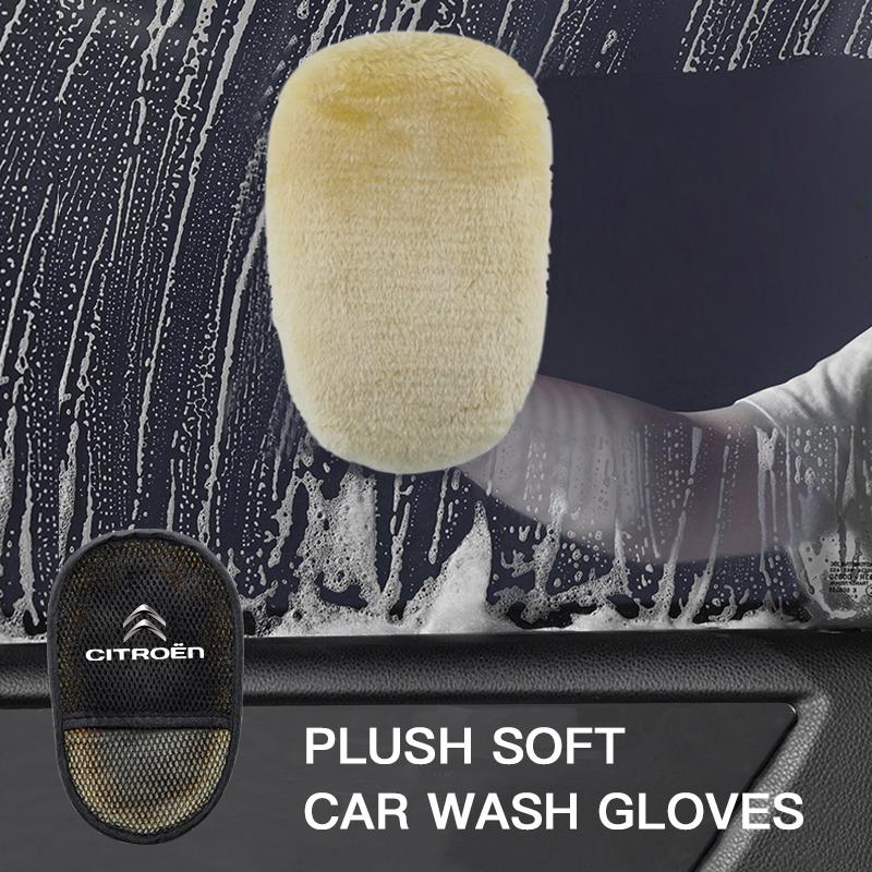 TCJH7 Car Wash Glove Wool Soft Polish Cleaning Brush Tools For Citroen C3 C5 AIRCROSS C5X C4 Cactus PICASSO e-C3 e-C4 C1 C-Crosser C6
