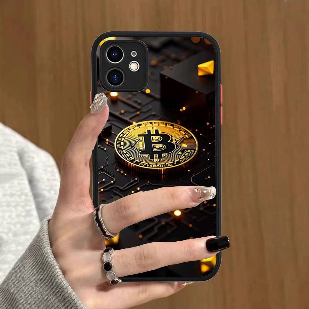 Роскошный чехол для телефона B-Bitcoin для iPhone 13 12 X XS MAX Pro Max 16 15 11 14 Pro Max Ударопрочный матовый чехол