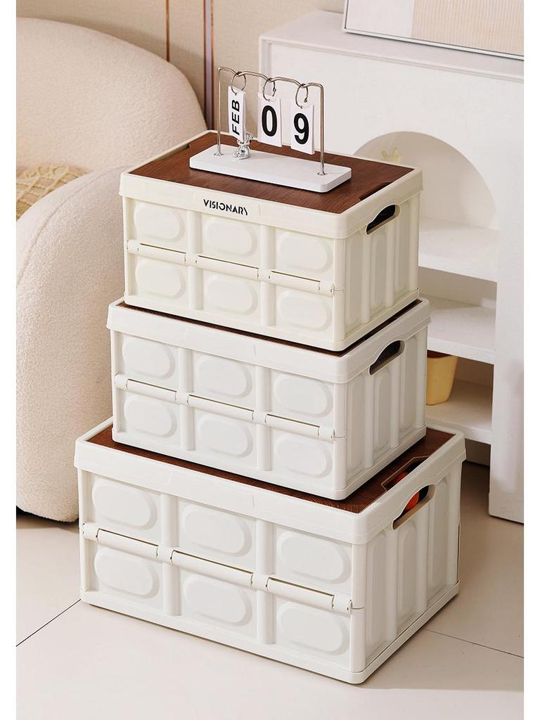 Портативная складная корзина для пикника с деревянной крышкой