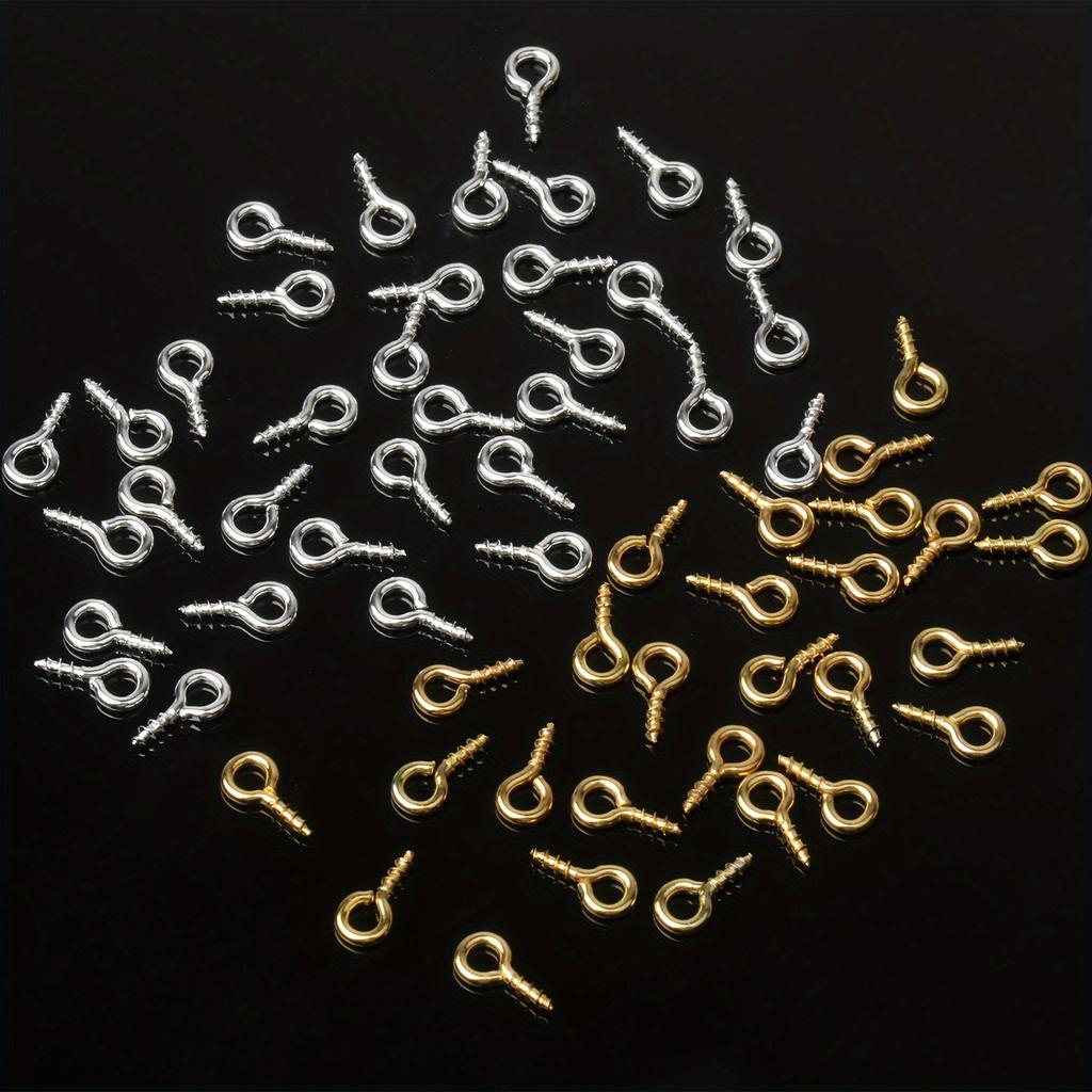 300 шт./кор. 9x4 мм винт мини-металлический маленький глазок подвески для DIY искусства и ремесел, фурнитура для изготовления ювелирных изделий, принадлежности для подвесок из бисера (Золото серебро)