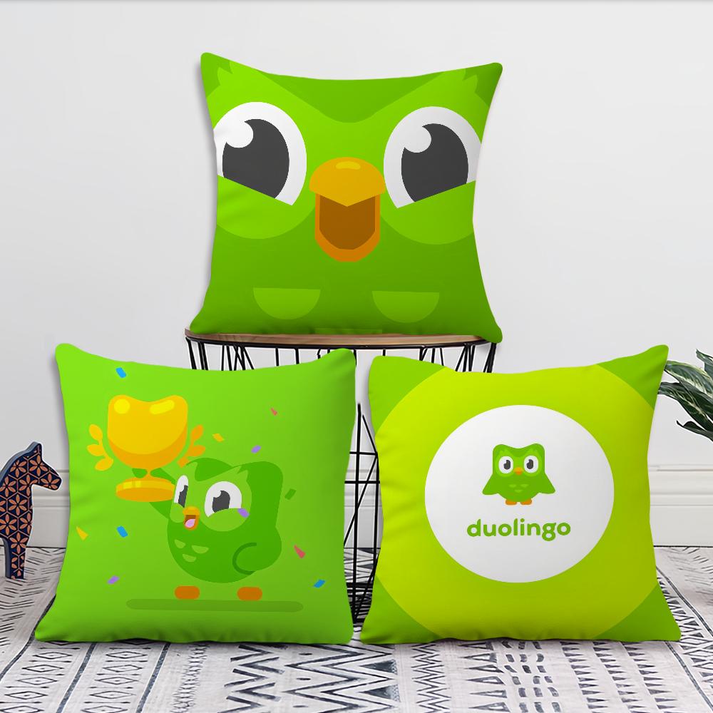 Cute Cartoon DDuolingo Bird cushion cover Living Room Headboard Office Cushion Bedroom Cushion Sofa Nap Time Pillow Case