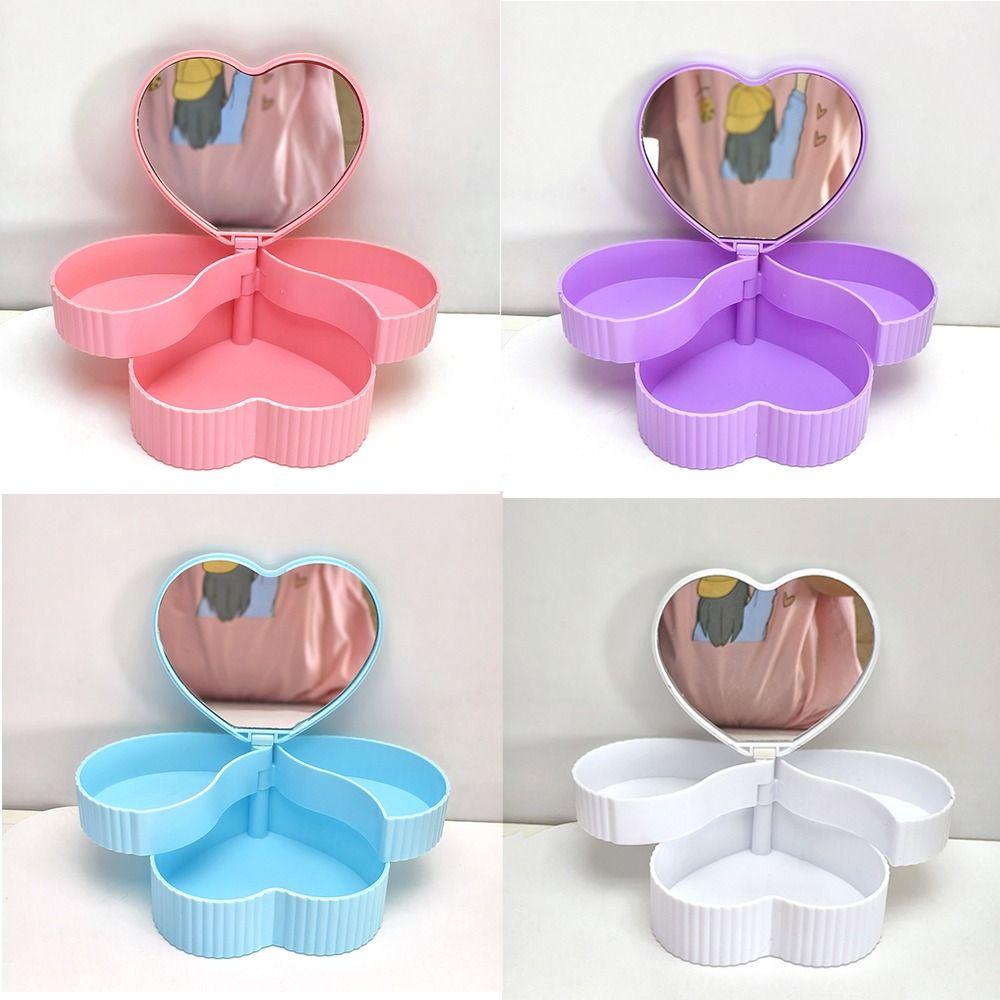 Rotating Heart Shape Jewelry Boxes Double Layer Jewelry Storage Boxes Jewelry Organizer Gift Box