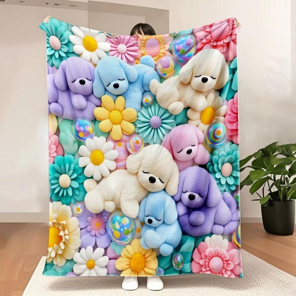 Soft Bear Pastel Blanket Cartoon Nap Blanket Comfortable Plush Blanket for Home&Office