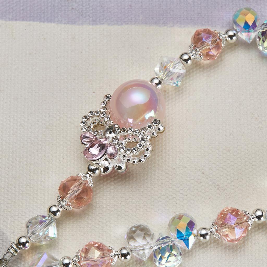 Cell Phone Charm Lanyard 26cm Crown Beads Phone Case Wrist Strap for Women Girls