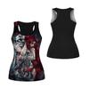 Usa Size Women Yoga Tank Top Skull Girl Hug 3d Print Fitness Sports Sleeveless Sweater Sexy Gothic Hollow Out Running Vest