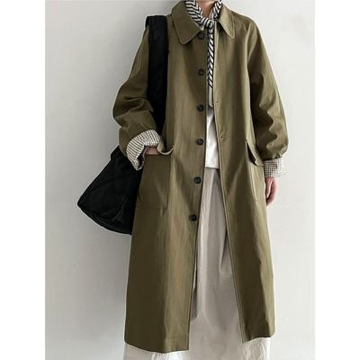 Женский длинный тренч с лацканами, осенний стиль в клетку пэчворк, повседневное корейское свободное пальто с поясом