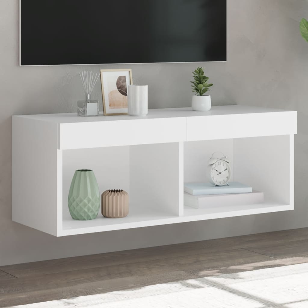 TV Cabinet with LED Lights White 80 x 30 x 30 cm