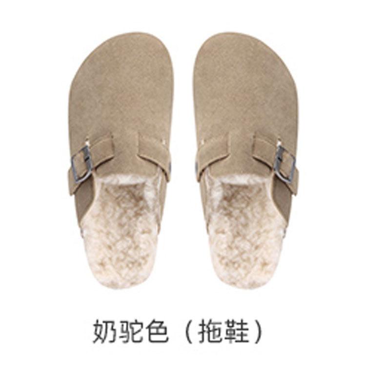 Boken shoes with wool and thickened leather fur shoes to wear outside 2025 winter big head shoes retro Japanese shit-feeling cotton shoes