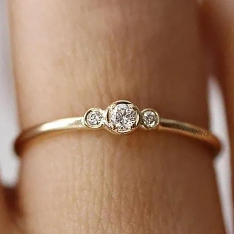 Minimalist Gold Color Thin Ring for Women with Cubic Zirconia Daily Wear Exquisite Girls Accessories Statement Jewelry
