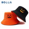 Bocca Шляпа-ведро с вышивкой тыквы на Хэллоуин, двусторонняя, рыбацкая, унисекс, женская, панама, кепки на фестиваль призраков, новый стиль