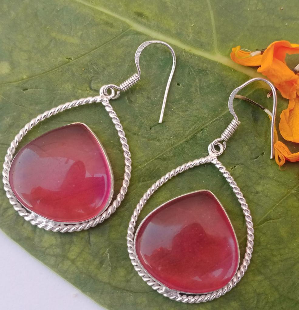 Розовый кварц Стерлинговое серебро 925 пробы с покрытием из серебра 1 шт. Серьги chris-br109