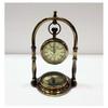 Часы настольные из латуни в старинном стиле с компасом на подставке, коллекционные, настольные, декоративные