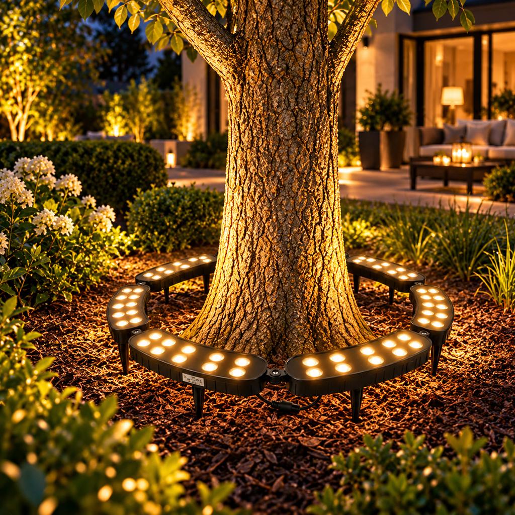 Набор из 4 светодиодных гирлянд для деревьев, теплый свет, без вилки