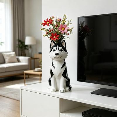 Ручная работа Необычная ваза для собаки Причудливая тонкая скульптура щенка Ваза для цветов с собакой Декоративная ваза для стола полки