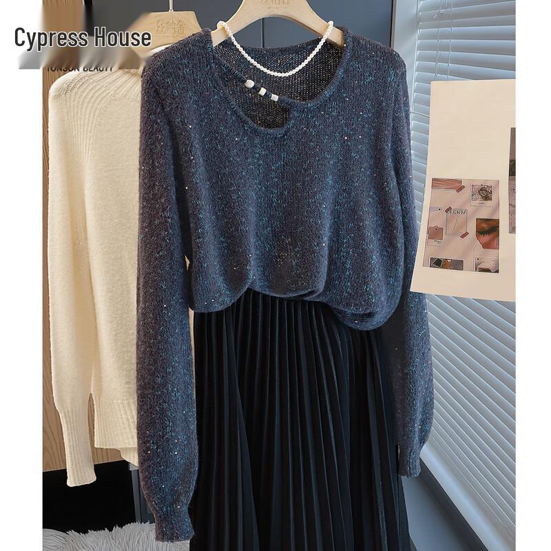 Women's Loose Fit Round Neck Long Sleeve Sweater