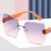 New Square Rimless Cut Edge Sunglasses Hong Kong Style Ladies Round Face Slimming Big Frame Fashion Sunglasses