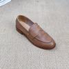 Johnature Туфли-лодочки из натуральной кожи в стиле ретро, ​​женская обувь на низком каблуке, удобные лоферы с круглым носком, однотонные удобные лоферы